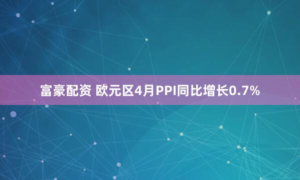 富豪配资 欧元区4月PPI同比增长0.7%