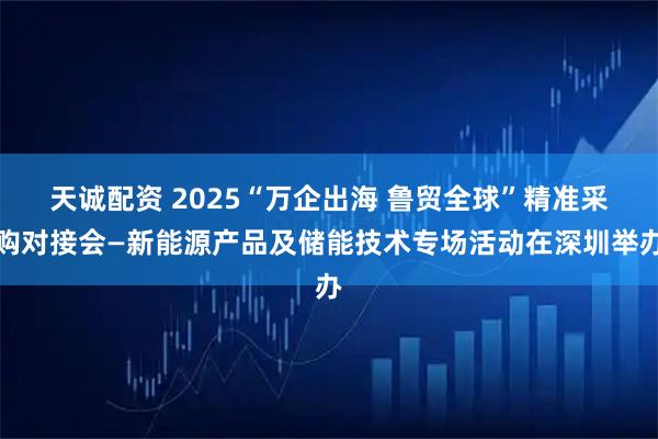 天诚配资 2025“万企出海 鲁贸全球”精准采购对接会—新能源产品及储能技术专场活动在深圳举办