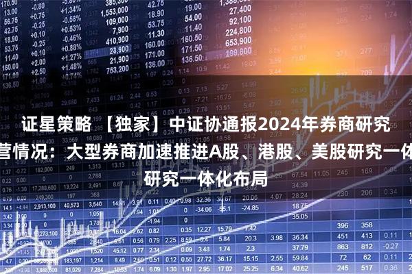 证星策略 【独家】中证协通报2024年券商研究业务经营情况：大型券商加速推进A股、港股、美股研究一体化布局